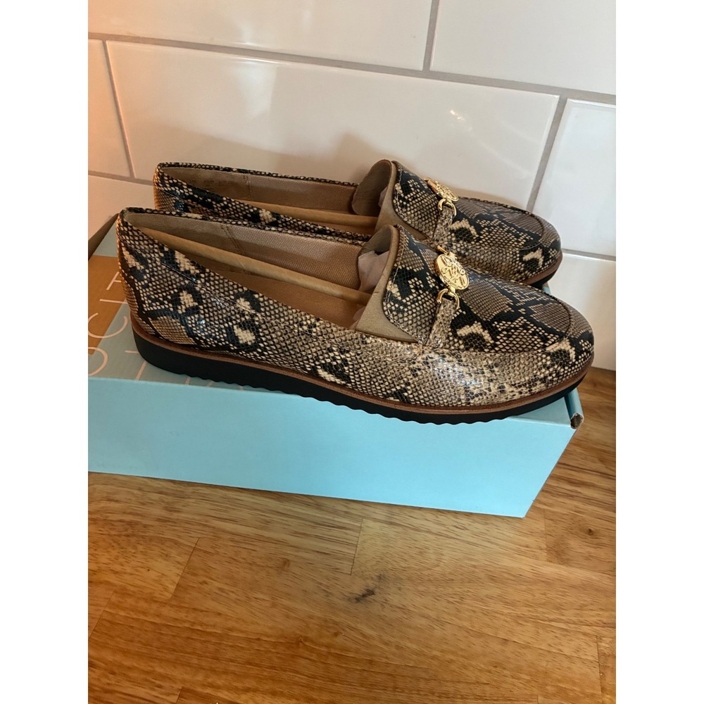 LifeStride Zen Hazelnut Snake Loafers Gold Bit Detail Wide Width 6W NEW